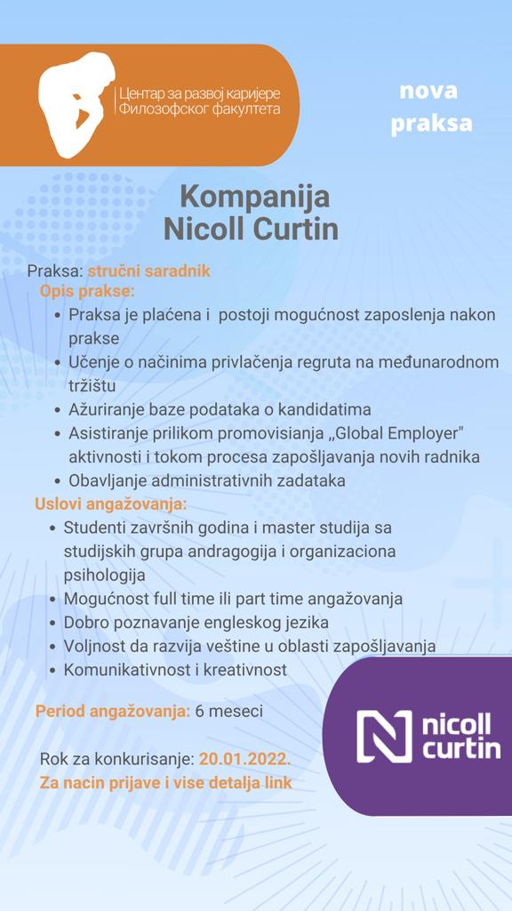 Kompanija Nicoll Curtin – Stručni saradnik